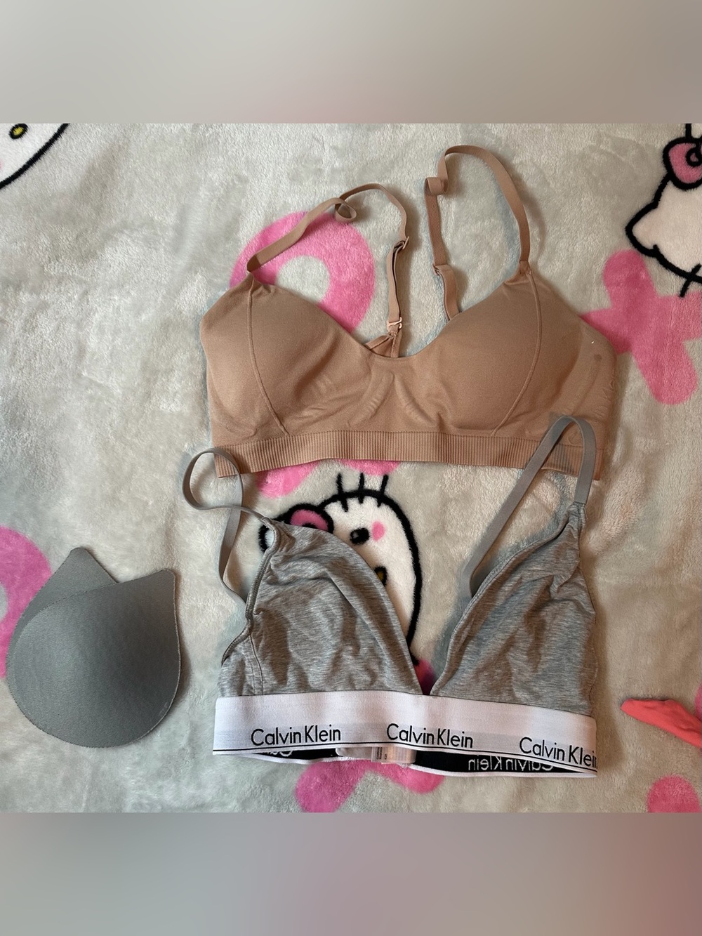 Grey Calvin Klein Bralette and Nude Seamless Bra Bundle size small